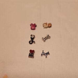 Origami Owl Pink Red Silver Dog Bone & Pet Charms Set